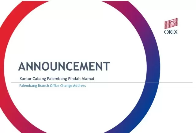 Pengumuman Pindah Alamat PT ORIX Indonesia Finance Kantor Cabang Palembang
